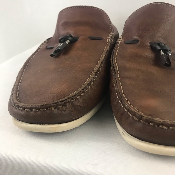 ERMENEGILDO ZEGNA Brown Leather Loafers Sz 11 - Picture 6 of 7